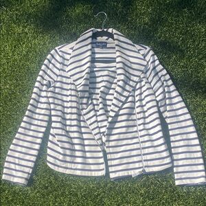 Splendid White and Navy Striped Knit Blazer